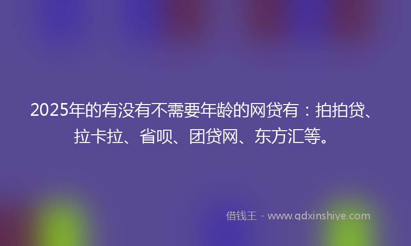 2025年的有没有不需要年龄的网贷有：拍拍贷、拉卡拉、省呗、团贷网、东方汇等。