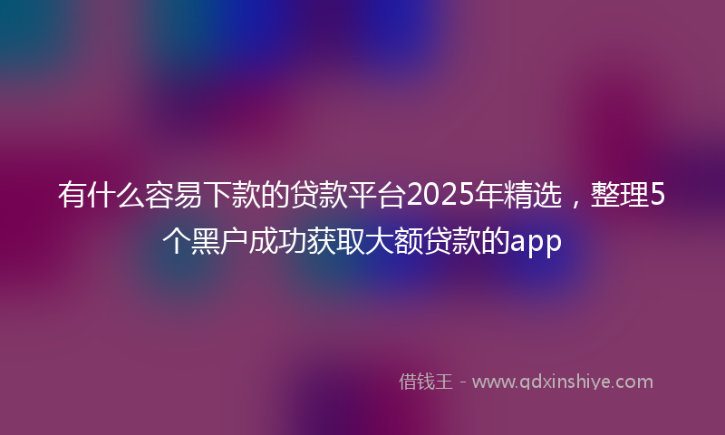 有什么容易下款的贷款平台2025年精选，整理5个黑户成功获取大额贷款的app