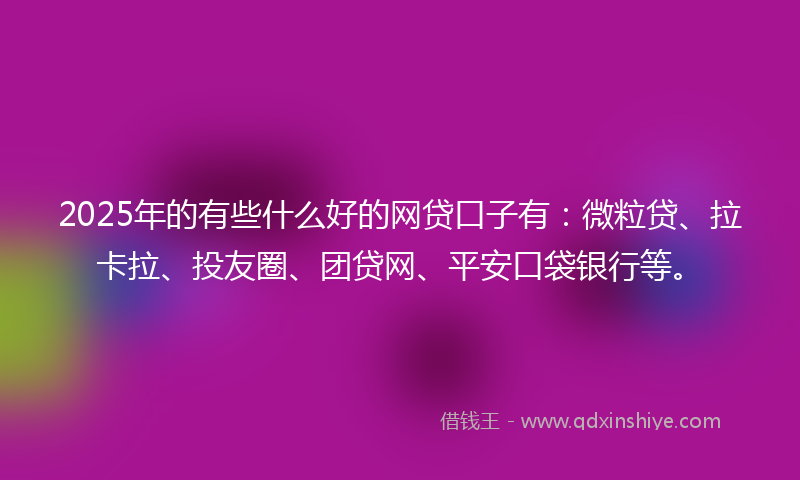 2025年的有些什么好的网贷口子有：微粒贷、拉卡拉、投友圈、团贷网、平安口袋银行等。