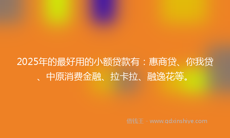 2025年的最好用的小额贷款有：惠商贷、你我贷、中原消费金融、拉卡拉、融逸花等。