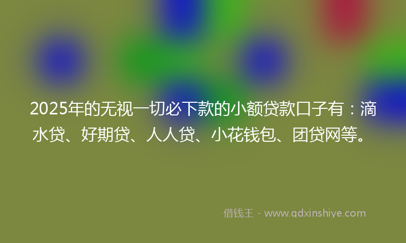 2025年的无视一切必下款的小额贷款口子有：滴水贷、好期贷、人人贷、小花钱包、团贷网等。