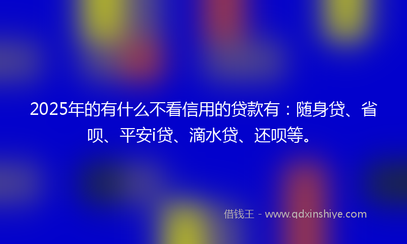 2025年的有什么不看信用的贷款有：随身贷、省呗、平安i贷、滴水贷、还呗等。
