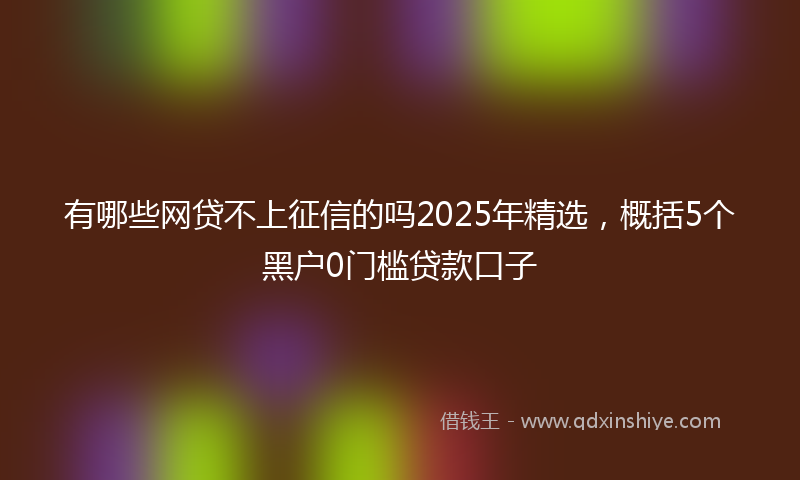 有哪些网贷不上征信的吗2025年精选，概括5个黑户0门槛贷款口子