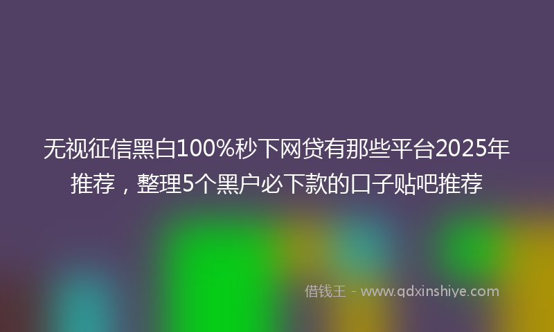 无视征信黑白100%秒下网贷有那些平台2025年推荐，整理5个黑户必下款的口子贴吧推荐