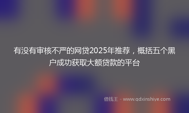 有没有审核不严的网贷2025年推荐，概括五个黑户成功获取大额贷款的平台