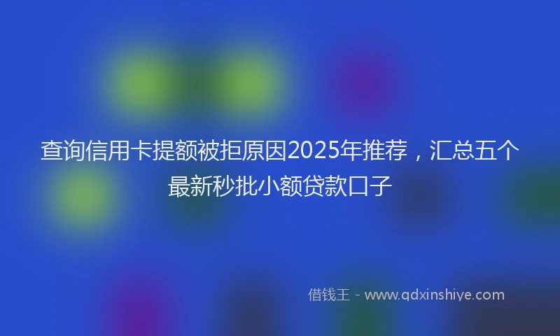 查询信用卡提额被拒原因2025年推荐，汇总五个最新秒批小额贷款口子