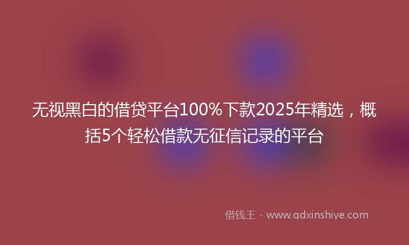 无视黑白的借贷平台100%下款2025年精选，概括5个轻松借款无征信记录的平台