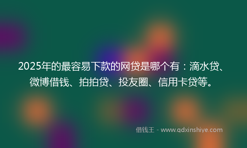 2025年的最容易下款的网贷是哪个有：滴水贷、微博借钱、拍拍贷、投友圈、信用卡贷等。