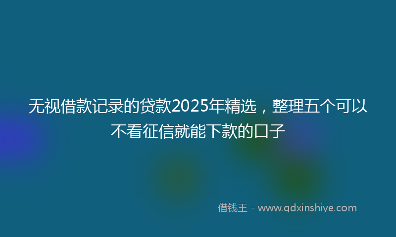 无视借款记录的贷款2025年精选，整理五个可以不看征信就能下款的口子