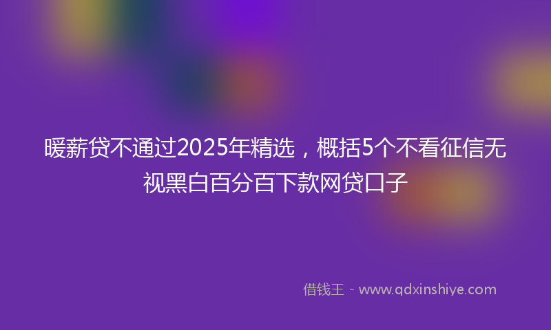 暖薪贷不通过2025年精选，概括5个不看征信无视黑白百分百下款网贷口子