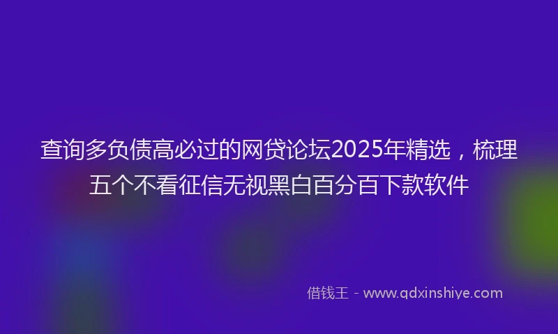 查询多负债高必过的网贷论坛2025年精选，梳理五个不看征信无视黑白百分百下款软件