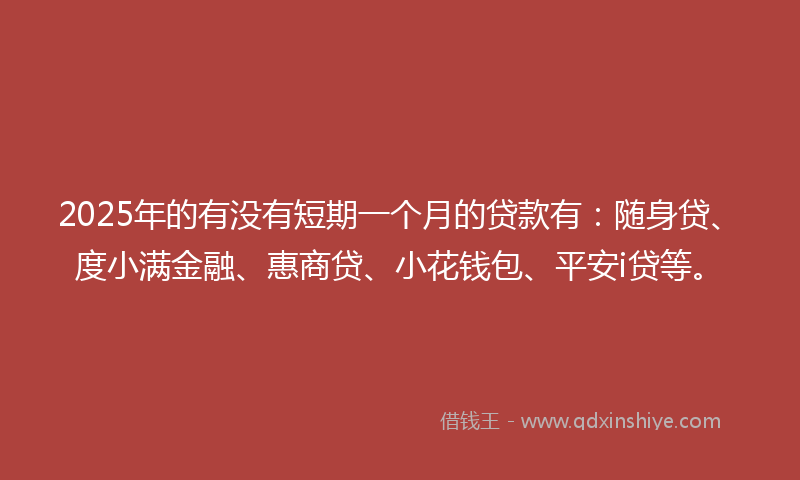 2025年的有没有短期一个月的贷款有：随身贷、度小满金融、惠商贷、小花钱包、平安i贷等。