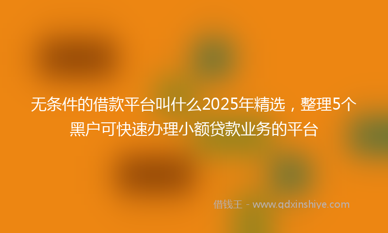 无条件的借款平台叫什么2025年精选，整理5个黑户可快速办理小额贷款业务的平台