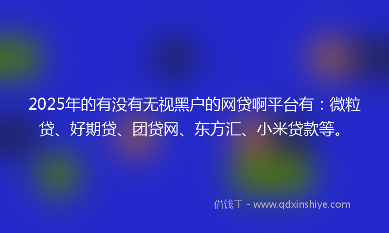 2025年的有没有无视黑户的网贷啊平台有：微粒贷、好期贷、团贷网、东方汇、小米贷款等。