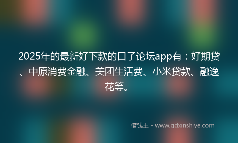 2025年的最新好下款的口子论坛app有：好期贷、中原消费金融、美团生活费、小米贷款、融逸花等。