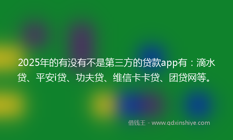 2025年的有没有不是第三方的贷款app有：滴水贷、平安i贷、功夫贷、维信卡卡贷、团贷网等。