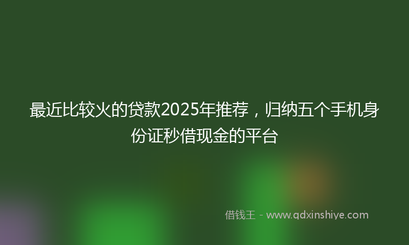 最近比较火的贷款2025年推荐，归纳五个手机身份证秒借现金的平台