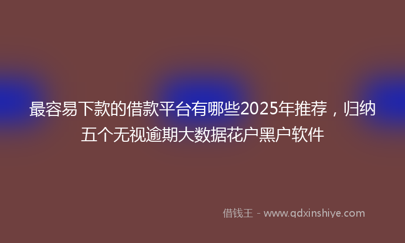 最容易下款的借款平台有哪些2025年推荐，归纳五个无视逾期大数据花户黑户软件