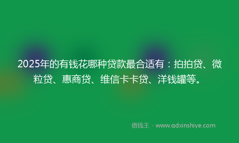 2025年的有钱花哪种贷款最合适有：拍拍贷、微粒贷、惠商贷、维信卡卡贷、洋钱罐等。