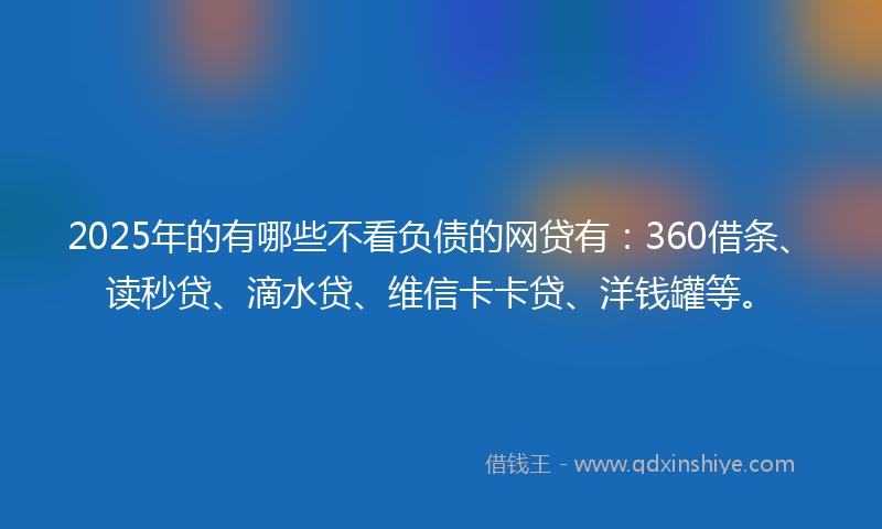 2025年的有哪些不看负债的网贷有：360借条、读秒贷、滴水贷、维信卡卡贷、洋钱罐等。