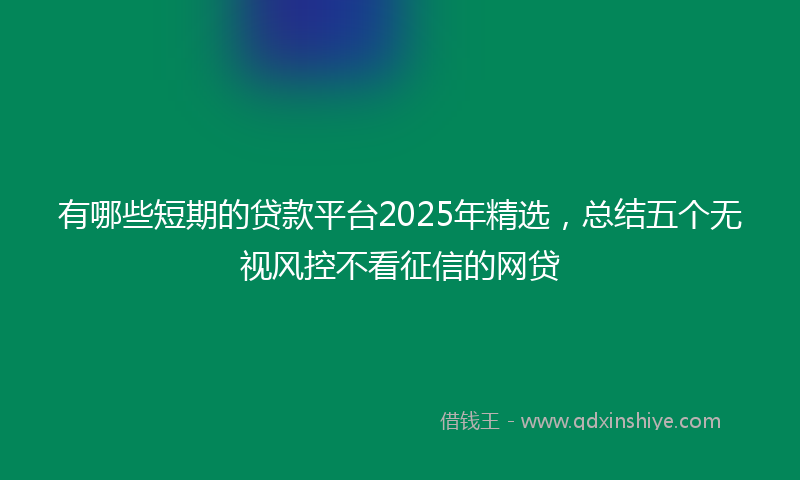 有哪些短期的贷款平台2025年精选，总结五个无视风控不看征信的网贷