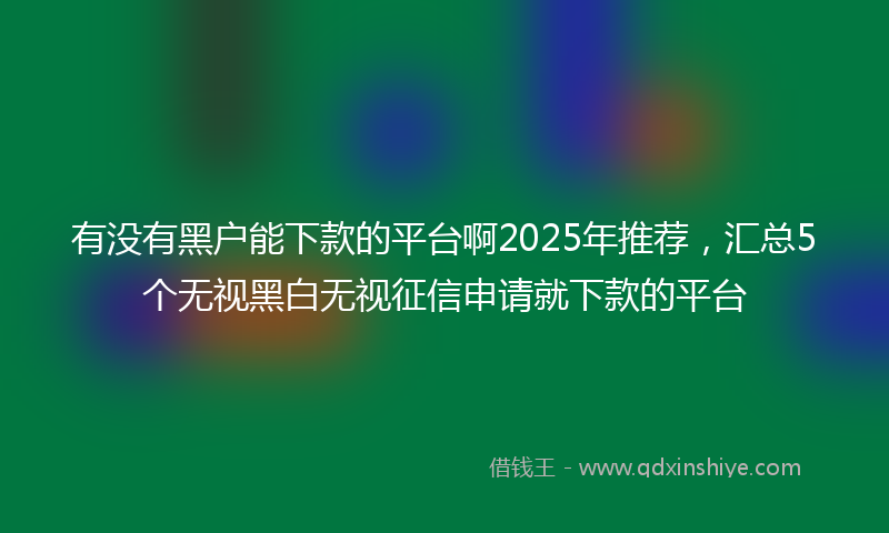 有没有黑户能下款的平台啊2025年推荐，汇总5个无视黑白无视征信申请就下款的平台