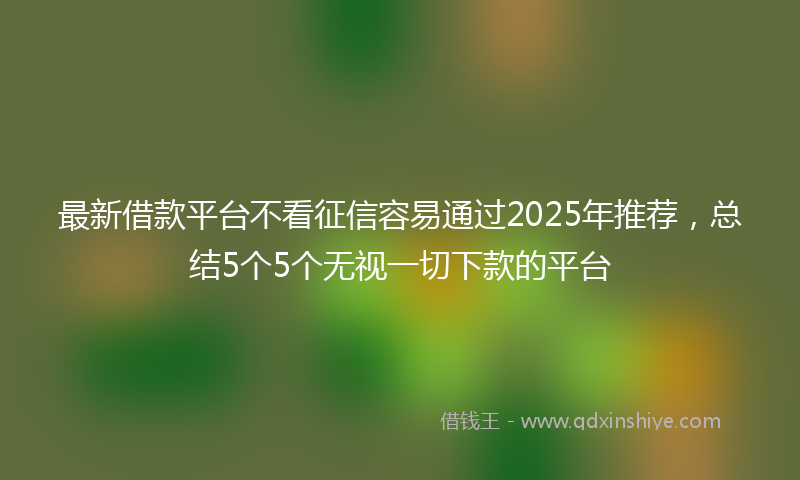 最新借款平台不看征信容易通过2025年推荐，总结5个5个无视一切下款的平台