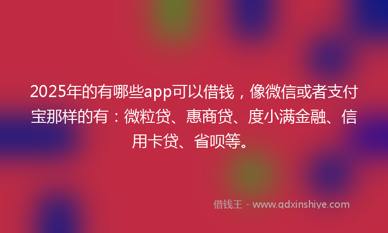 2025年的有哪些app可以借钱，像微信或者支付宝那样的有：微粒贷、惠商贷、度小满金融、信用卡贷、省呗等。