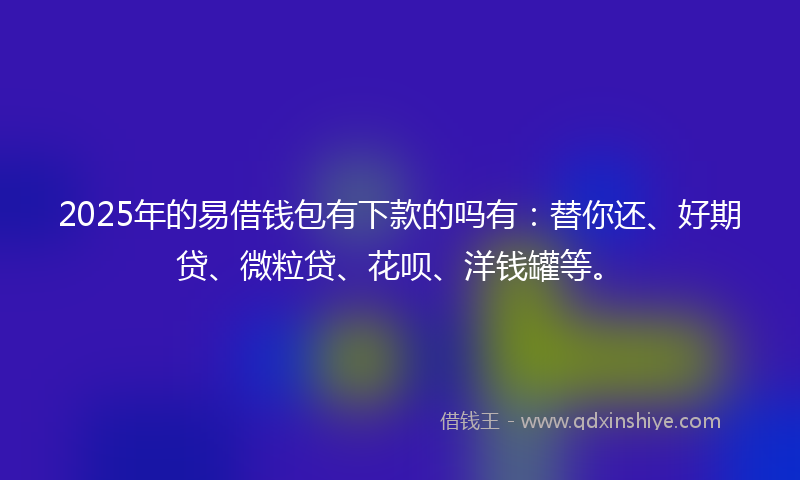 2025年的易借钱包有下款的吗有：替你还、好期贷、微粒贷、花呗、洋钱罐等。