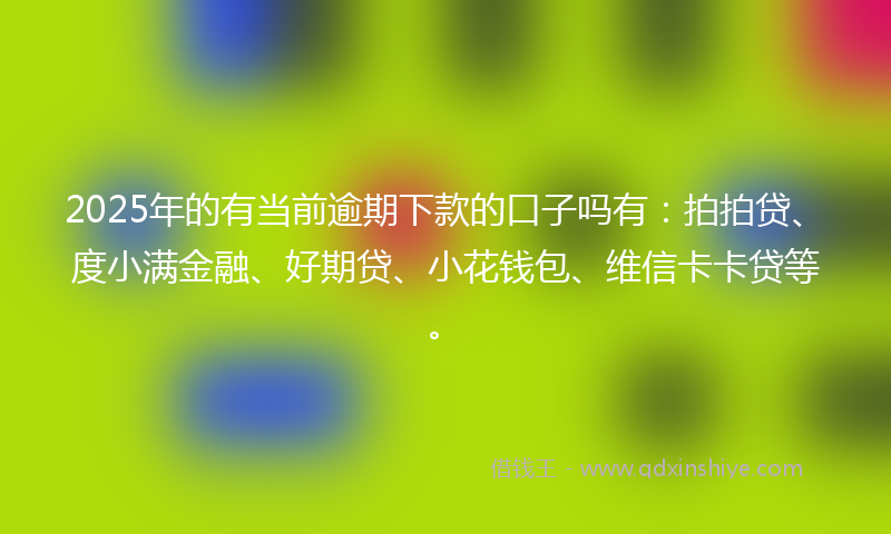 2025年的有当前逾期下款的口子吗有：拍拍贷、度小满金融、好期贷、小花钱包、维信卡卡贷等。