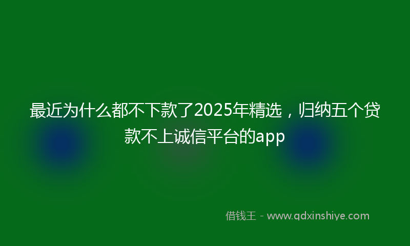 最近为什么都不下款了2025年精选，归纳五个贷款不上诚信平台的app