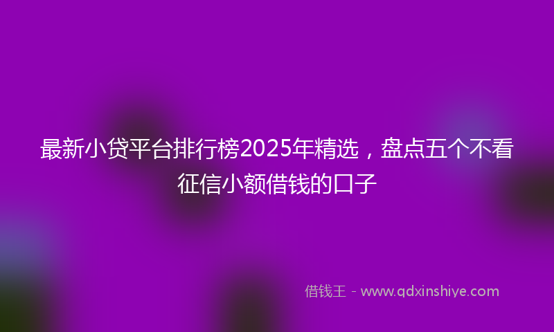 最新小贷平台排行榜2025年精选，盘点五个不看征信小额借钱的口子