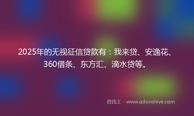2025年的无视征信贷款有：我来贷、安逸花、360借条、东方汇、滴水贷等。