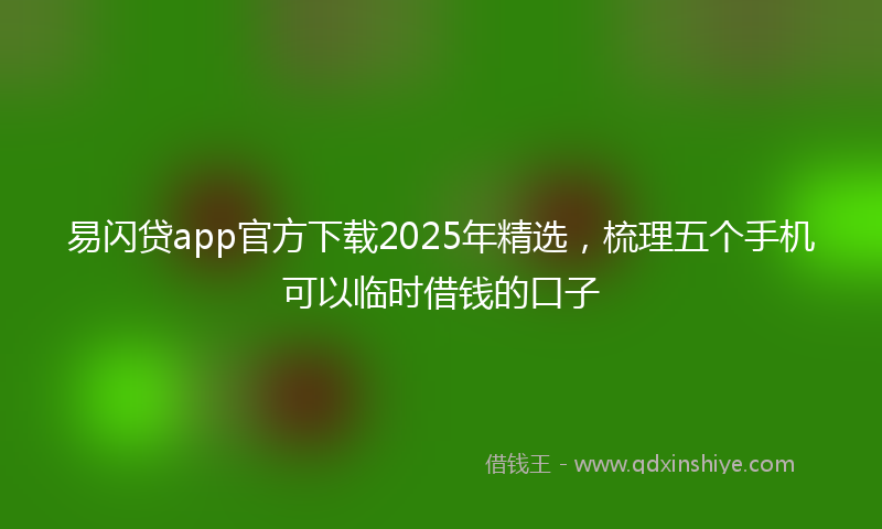 易闪贷app官方下载2025年精选，梳理五个手机可以临时借钱的口子