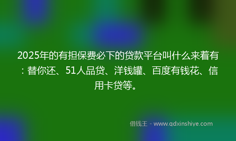 2025年的有担保费必下的贷款平台叫什么来着有：替你还、51人品贷、洋钱罐、百度有钱花、信用卡贷等。