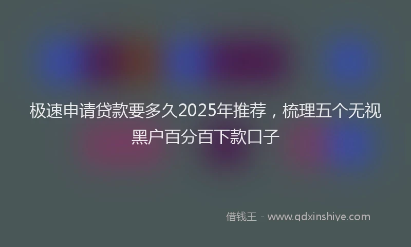 极速申请贷款要多久2025年推荐，梳理五个无视黑户百分百下款口子