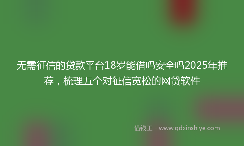 无需征信的贷款平台18岁能借吗安全吗2025年推荐，梳理五个对征信宽松的网贷软件