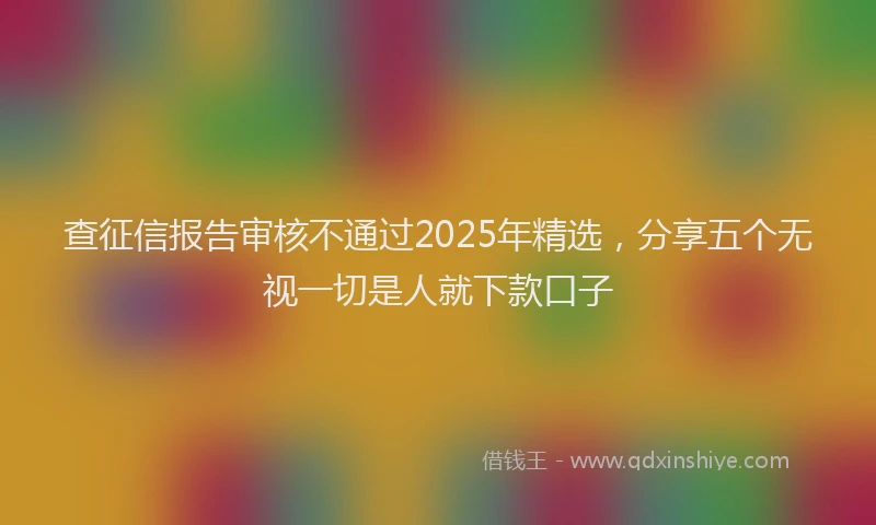 查征信报告审核不通过2025年精选，分享五个无视一切是人就下款口子