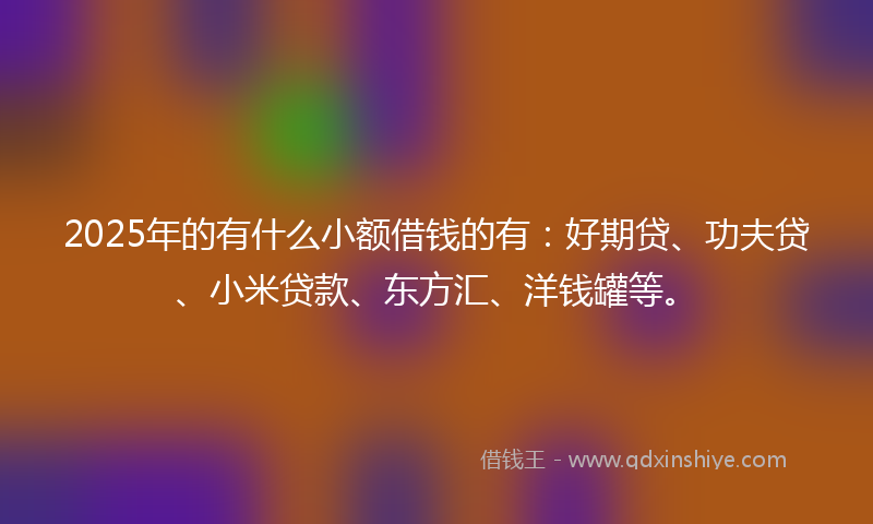 2025年的有什么小额借钱的有：好期贷、功夫贷、小米贷款、东方汇、洋钱罐等。