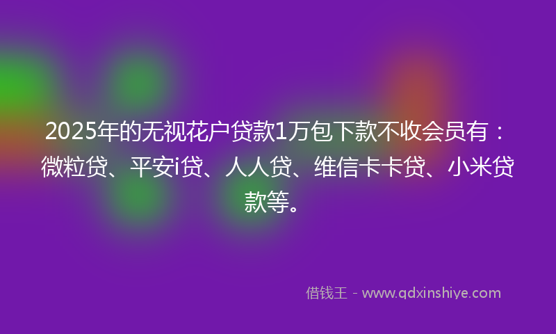 2025年的无视花户贷款1万包下款不收会员有：微粒贷、平安i贷、人人贷、维信卡卡贷、小米贷款等。