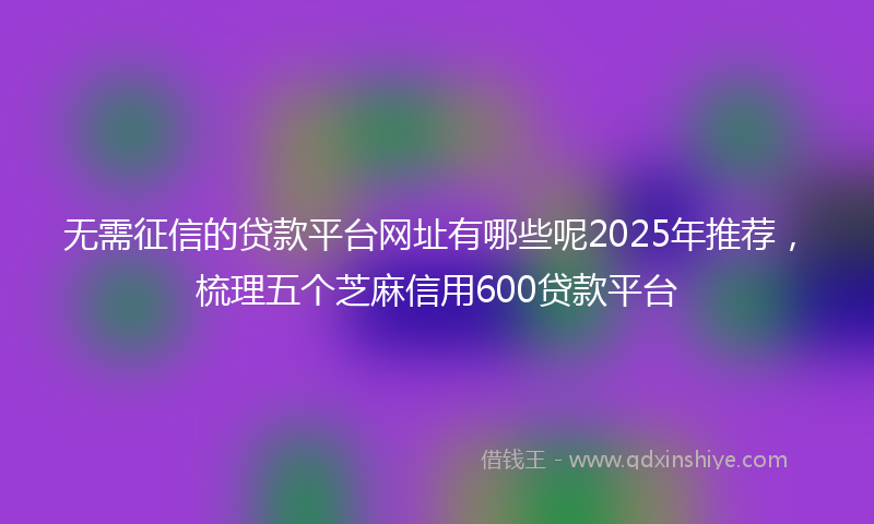 无需征信的贷款平台网址有哪些呢2025年推荐，梳理五个芝麻信用600贷款平台