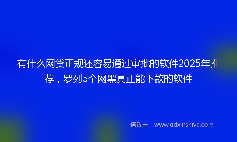 有什么网贷正规还容易通过审批的软件2025年推荐，罗列5个网黑真正能下款的软件