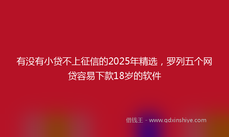 有没有小贷不上征信的2025年精选，罗列五个网贷容易下款18岁的软件