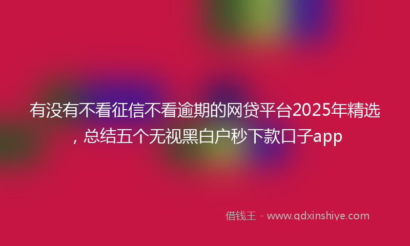 有没有不看征信不看逾期的网贷平台2025年精选，总结五个无视黑白户秒下款口子app