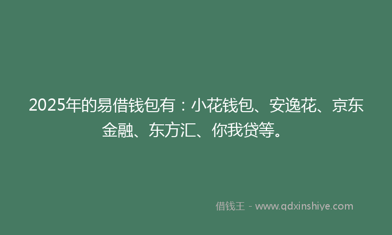 2025年的易借钱包有：小花钱包、安逸花、京东金融、东方汇、你我贷等。