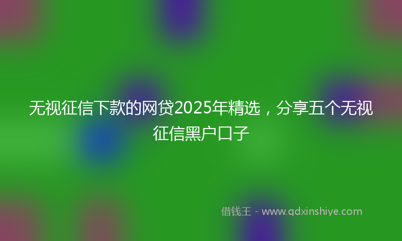 无视征信下款的网贷2025年精选，分享五个无视征信黑户口子