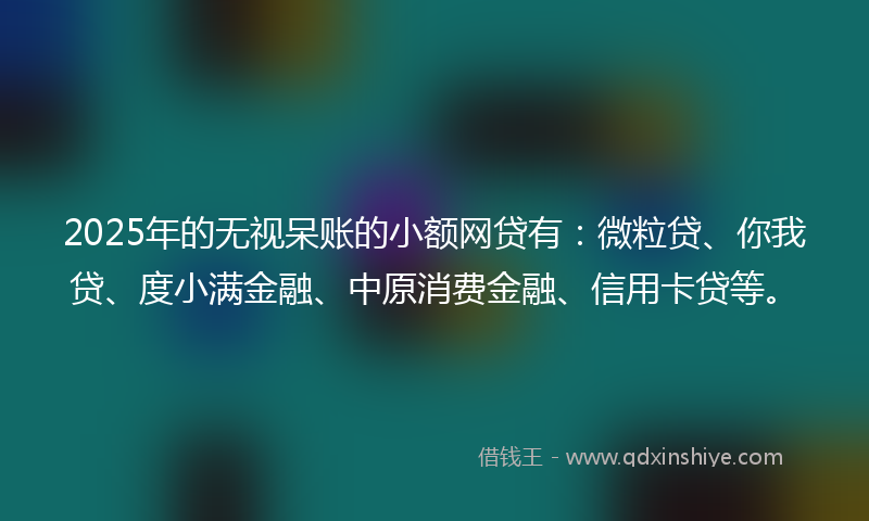 2025年的无视呆账的小额网贷有：微粒贷、你我贷、度小满金融、中原消费金融、信用卡贷等。