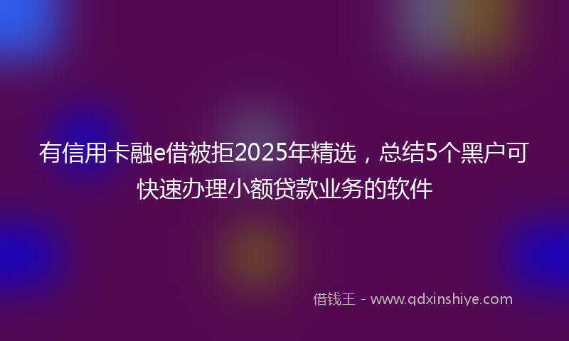 有信用卡融e借被拒2025年精选，总结5个黑户可快速办理小额贷款业务的软件