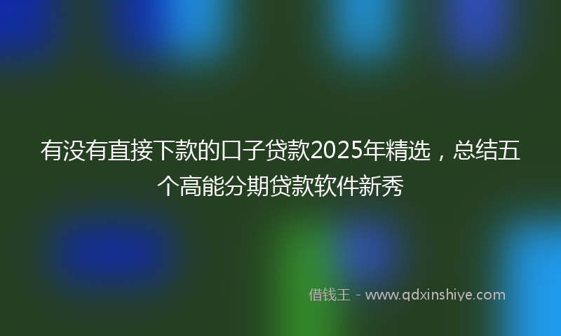 有没有直接下款的口子贷款2025年精选，总结五个高能分期贷款软件新秀