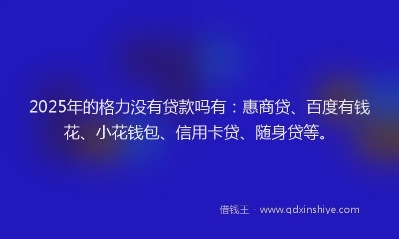 2025年的格力没有贷款吗有：惠商贷、百度有钱花、小花钱包、信用卡贷、随身贷等。